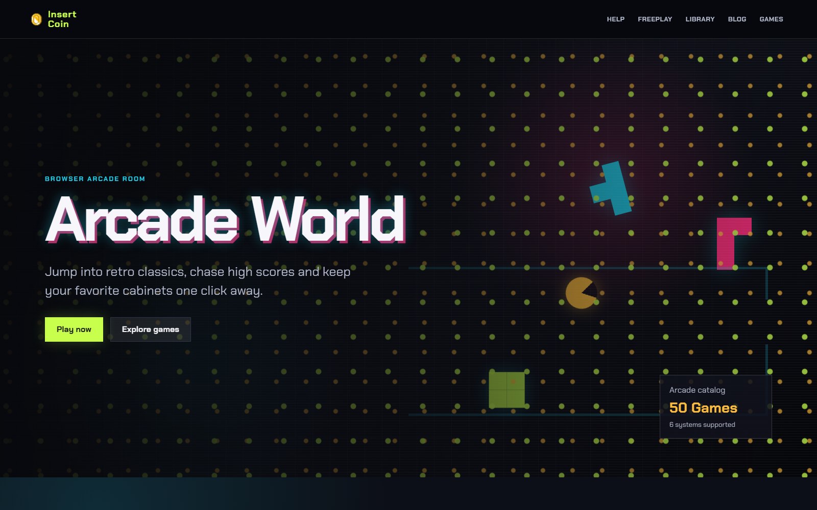 Arcade World public website interface