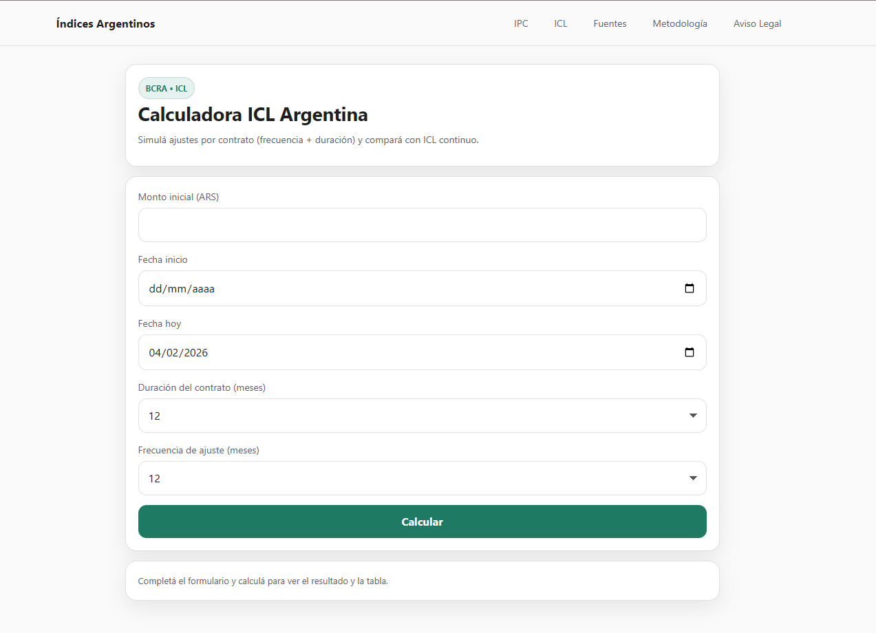 Vista de Índices Argentinos